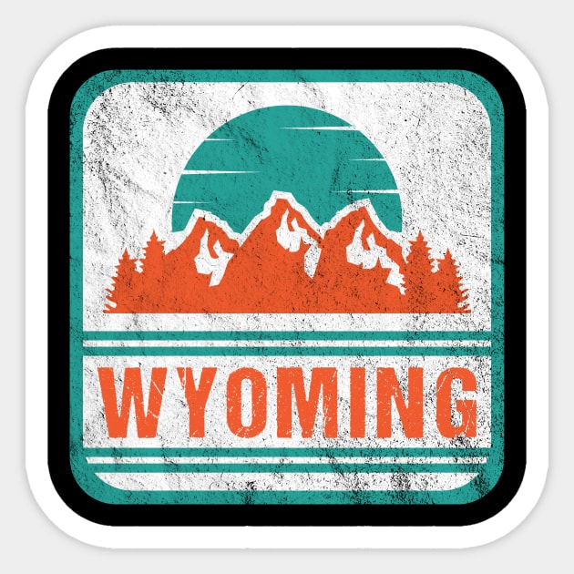 Retro Vintage Wyoming USA Mountain Gift for Men Sticker by JKFDesigns